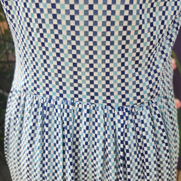 Mary Dress / Vintage 1950's Blue & White Checkered Nylon Midi Dress AS IS - Picture 16 of 17